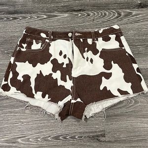 Cow Pattern Jean Shorts
